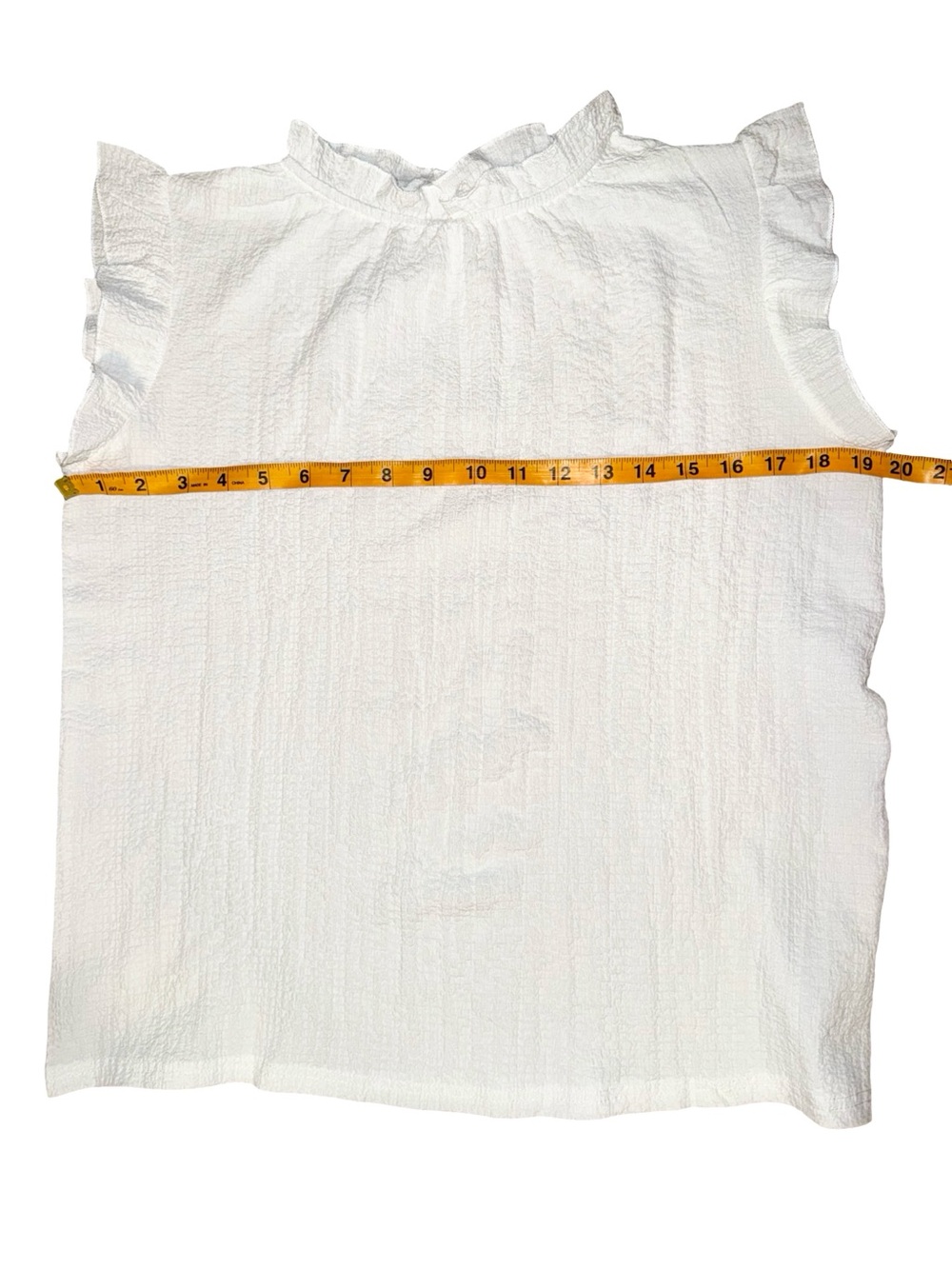 White Crepe Mock Neck Ruffle Blouse Size Small - Picture 9 of 10